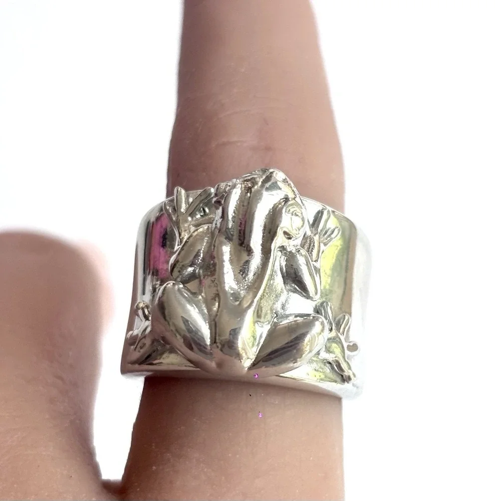 Tree Frog Ring Band Sz 7 Aluminum Arthur Court Discontinued Jewelry